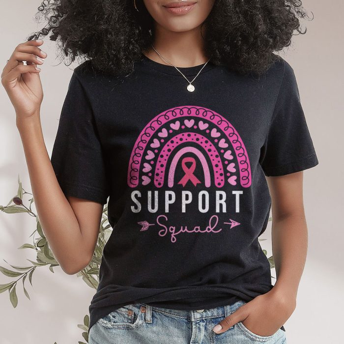 Support Squad Breast Cancer Awareness Survivor Pink Rainbow T Shirt 2 2