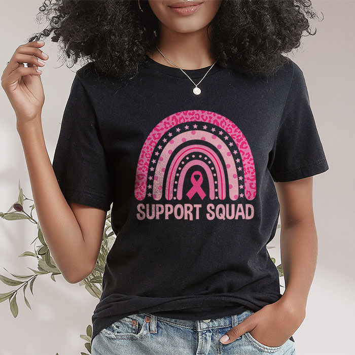 Support Squad Breast Cancer Awareness Survivor Pink Rainbow T Shirt 2 8