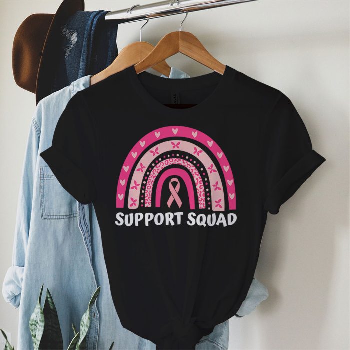 Support Squad Breast Cancer Awareness Survivor Pink Rainbow T Shirt 3 1