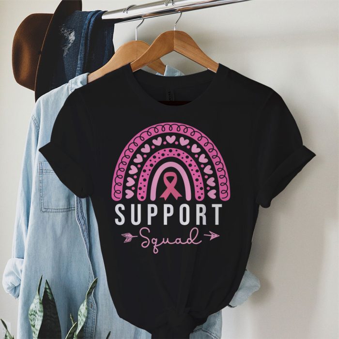 Support Squad Breast Cancer Awareness Survivor Pink Rainbow T Shirt 3 2