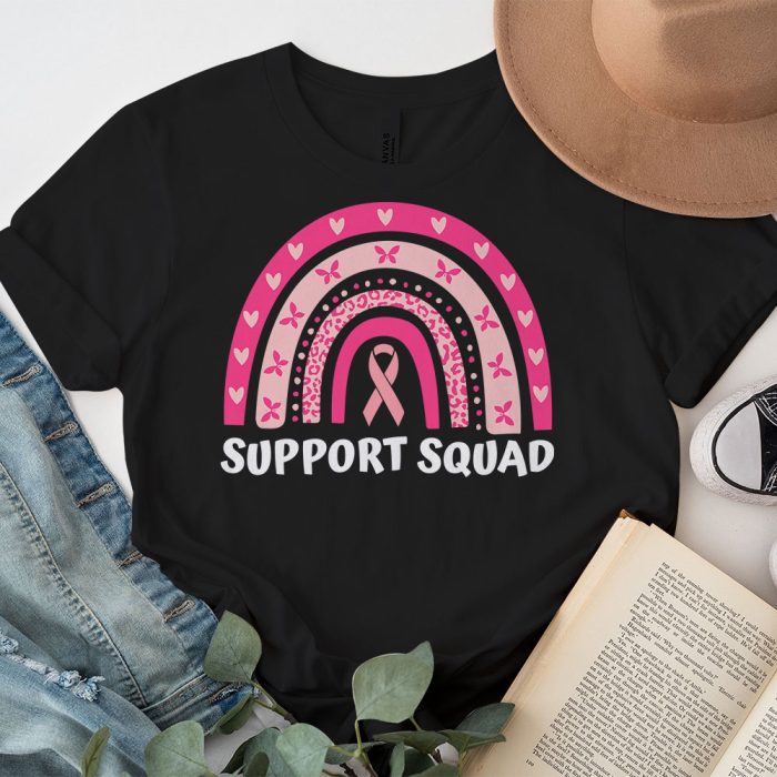 Support Squad Breast Cancer Awareness Survivor Pink Rainbow T Shirt 4 1