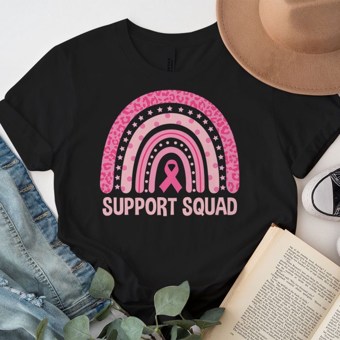 Support Squad Breast Cancer Awareness Survivor Pink Rainbow T Shirt 4 3