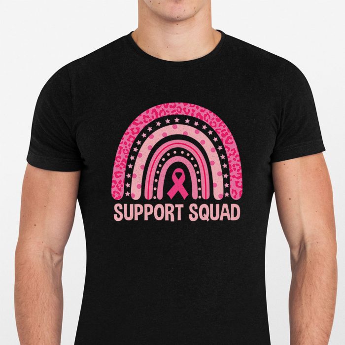 Support Squad Breast Cancer Awareness Survivor Pink Rainbow T Shirt 5 3