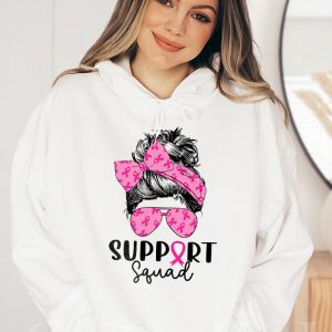 Support Squad Messy Bun Leopard Pink Breast Cancer Awareness Hoodie 1 4