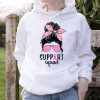 Support Squad Messy Bun Leopard Pink Breast Cancer Awareness Hoodie