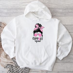 Breast Cancer Support Squad Messy Bun Leopard Pink Awareness Hoodie 1