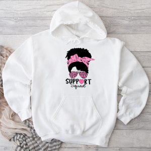 Breast Cancer Support Squad Messy Bun Leopard Pink Awareness Hoodie 3
