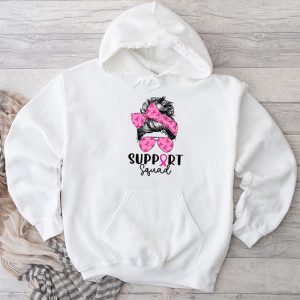 Breast Cancer Support Squad Messy Bun Leopard Pink Awareness Hoodie 5