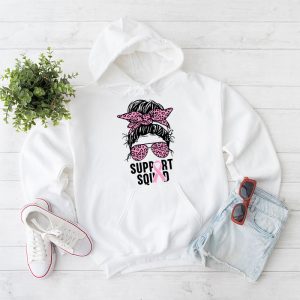 Support Squad Messy Bun Leopard Pink Breast Cancer Awareness Hoodie 2 1