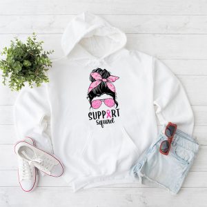 Support Squad Messy Bun Leopard Pink Breast Cancer Awareness Hoodie 2