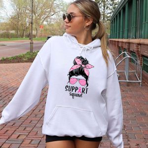 Support Squad Messy Bun Leopard Pink Breast Cancer Awareness Hoodie 2 5