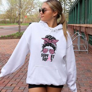 Support Squad Messy Bun Leopard Pink Breast Cancer Awareness Hoodie 2 6