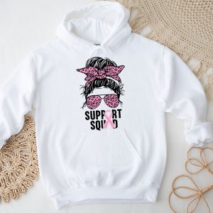 Support Squad Messy Bun Leopard Pink Breast Cancer Awareness Hoodie 3 1