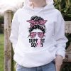 Support Squad Messy Bun Leopard Pink Breast Cancer Awareness Hoodie