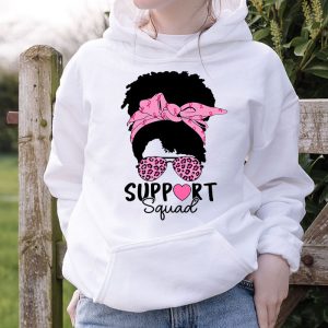 Support Squad Messy Bun Leopard Pink Breast Cancer Awareness Hoodie