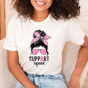 Support Squad Messy Bun Leopard Pink Breast Cancer Awareness T Shirt 1