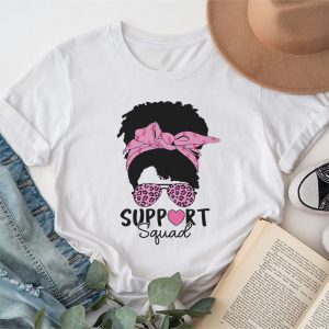 Support Squad Messy Bun Leopard Pink Breast Cancer Awareness T Shirt 1 7