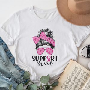 Support Squad Messy Bun Leopard Pink Breast Cancer Awareness T Shirt 1 9