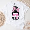 Support Squad Messy Bun Leopard Pink Breast Cancer Awareness T-Shirt