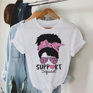 Support Squad Messy Bun Leopard Pink Breast Cancer Awareness T Shirt 2 2