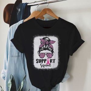 Support Squad Messy Bun Leopard Pink Breast Cancer Awareness T Shirt 2 3