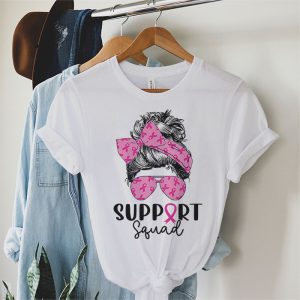 Support Squad Messy Bun Leopard Pink Breast Cancer Awareness T Shirt 2 4