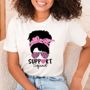 Support Squad Messy Bun Leopard Pink Breast Cancer Awareness T Shirt 2 7