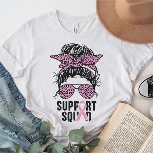 Support Squad Messy Bun Leopard Pink Breast Cancer Awareness T Shirt 3 1