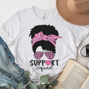 Support Squad Messy Bun Leopard Pink Breast Cancer Awareness T Shirt 3 2