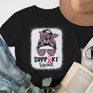 Support Squad Messy Bun Leopard Pink Breast Cancer Awareness T Shirt 3 3