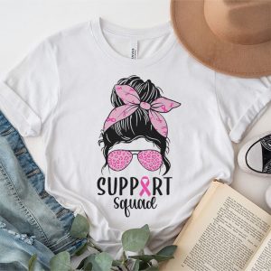 Support Squad Messy Bun Leopard Pink Breast Cancer Awareness T Shirt 3