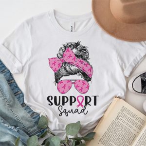 Support Squad Messy Bun Leopard Pink Breast Cancer Awareness T Shirt 3 4