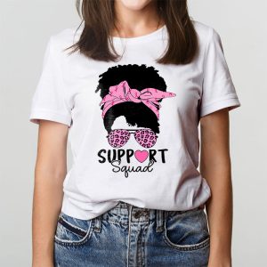 Support Squad Messy Bun Leopard Pink Breast Cancer Awareness T Shirt 3 7