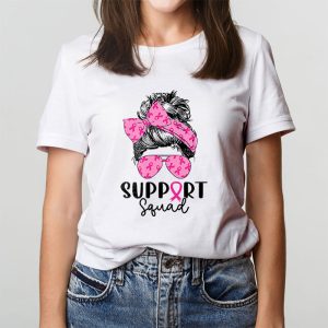 Support Squad Messy Bun Leopard Pink Breast Cancer Awareness T Shirt 4 4