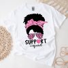 Support Squad Messy Bun Leopard Pink Breast Cancer Awareness T-Shirt