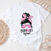 Support Squad Messy Bun Leopard Pink Breast Cancer Awareness T-Shirt
