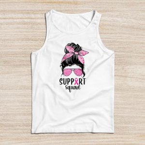 Breast Cancer Support Squad Messy Bun Leopard Pink Awareness Tank Top 1