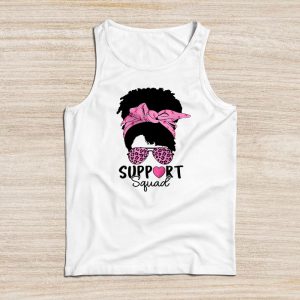 Breast Cancer Support Squad Messy Bun Leopard Pink Awareness Tank Top 3
