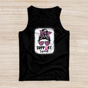Breast Cancer Support Squad Messy Bun Leopard Pink Awareness Tank Top 4