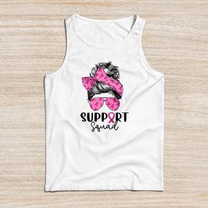 Breast Cancer Support Squad Messy Bun Leopard Pink Awareness Tank Top 5