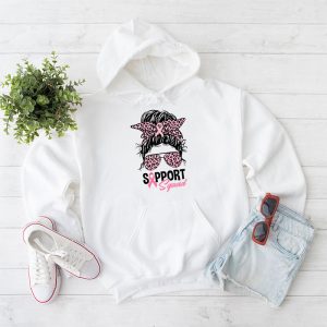 Support Squad Messy Bun Pink Warrior Breast Cancer Awareness Hoodie 1 1
