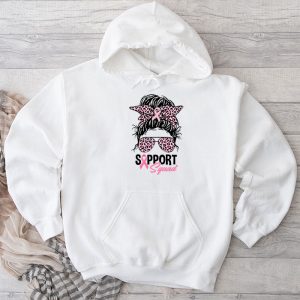 Pink Ribbon Breast Cancer Awareness Support Squad Messy Bun Hoodie 2