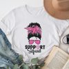 Support Squad Messy Bun Pink Warrior Breast Cancer Awareness T-Shirt
