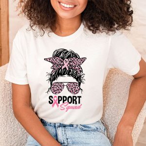 Support Squad Messy Bun Pink Warrior Breast Cancer Awareness T Shirt 2 1