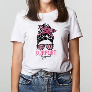 Support Squad Messy Bun Pink Warrior Breast Cancer Awareness T Shirt 3 3