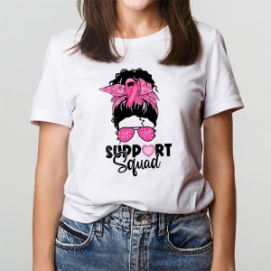 Support Squad Messy Bun Pink Warrior Breast Cancer Awareness T Shirt 3