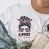 Support Squad Messy Bun Pink Warrior Breast Cancer Awareness T-Shirt
