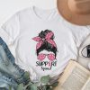 Support Squad Messy Bun Pink Warrior Breast Cancer Awareness T-Shirt