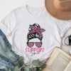 Support Squad Messy Bun Pink Warrior Breast Cancer Awareness T-Shirt