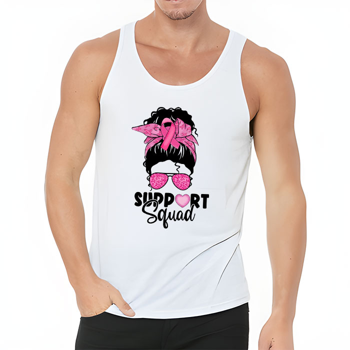 Support Squad Messy Bun Pink Warrior Breast Cancer Awareness Tank Top 3